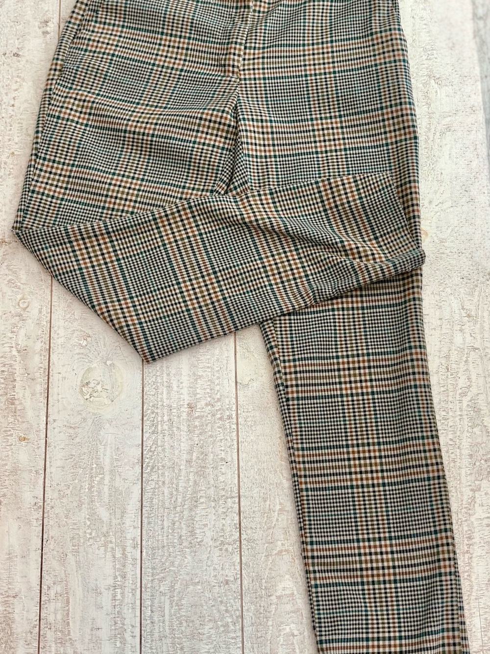 H&M Glen Plaid Skinny Pants - Tan, Black & Green Size 4 Work pant